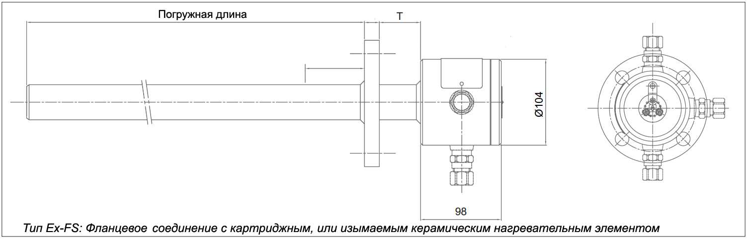 Фланцевое соединение с нагревательным элементом Ex-FS типа