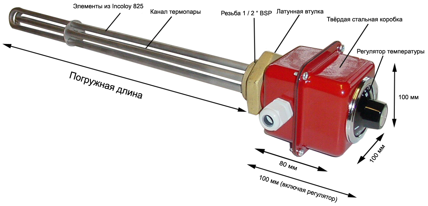 Строение погружного нагревателя